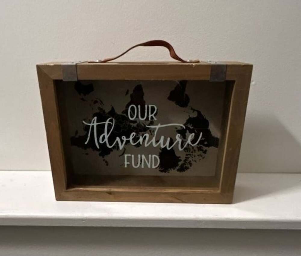 Mainstays Our Adventure Fund Wood Shadow Box Piggy Bank